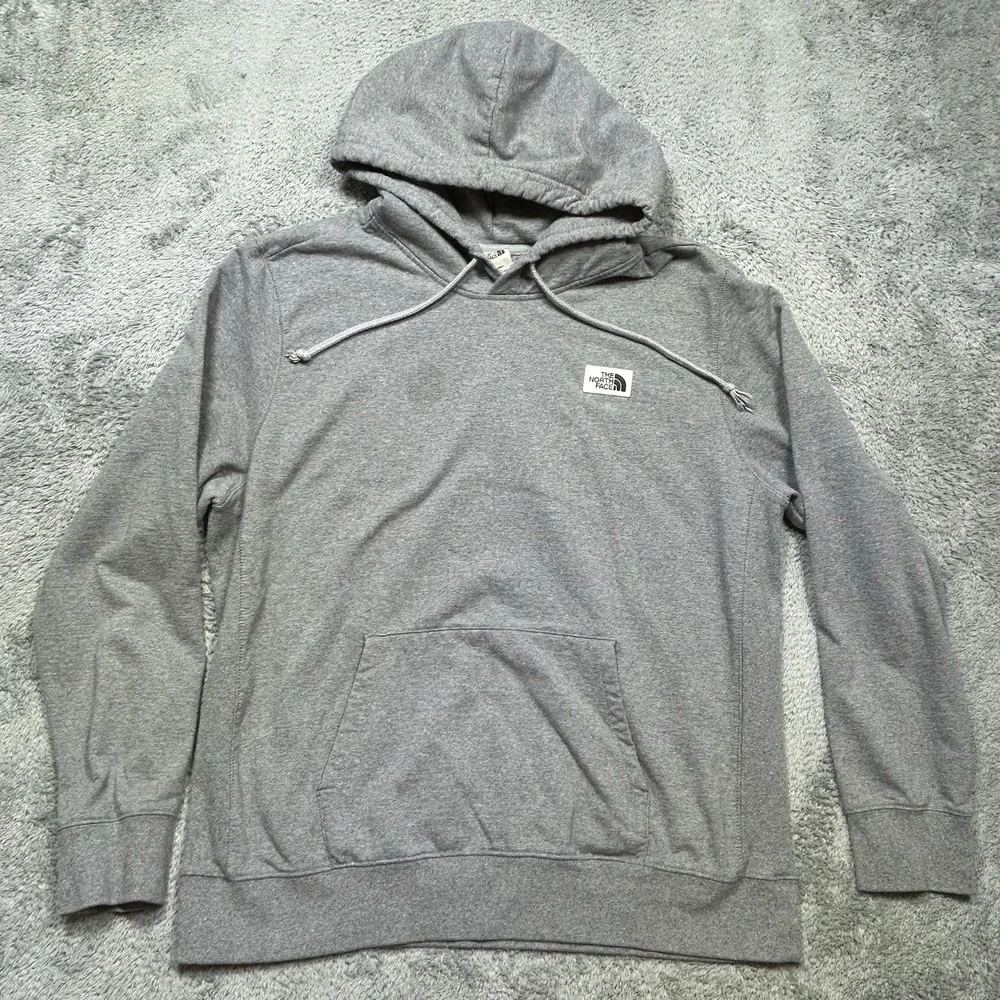 North Face Hoodie Mens XL Gray Heritage Patch Pullover Fleece Sweatshirt *SPOT